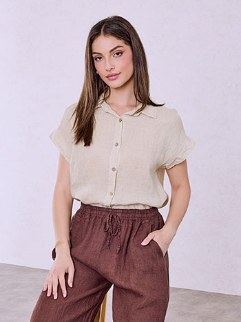 Πουκάμισο λινό σε μπεζ