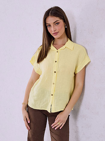 Πουκάμισο λινό σε κίτρινο