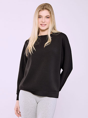 Sweatshirt with side slits in black