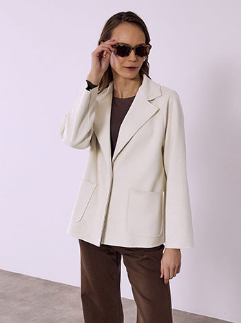 Σακάκι με σουέντ όψη σε μπεζ ανοιχτό