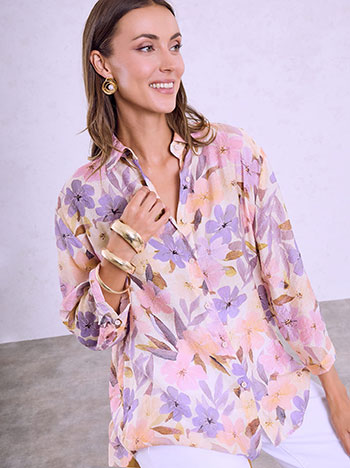 Floral shirt in light beige