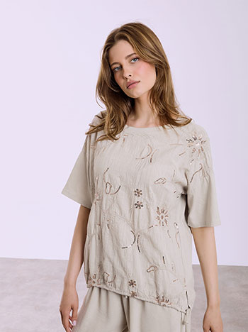 Μπλούζα με παγιέτες σε μπεζ