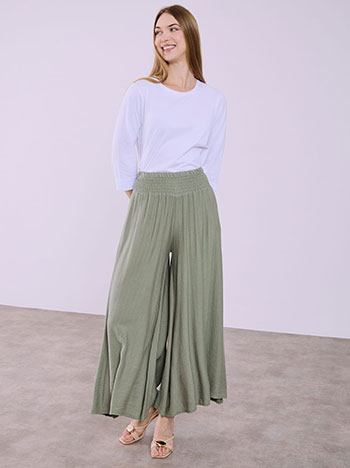 Παντελόνα με ελαστική μέση σε χακί ανοιχτό