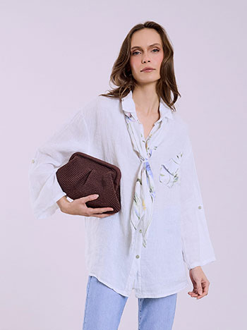 Linen shirt with scarf in white