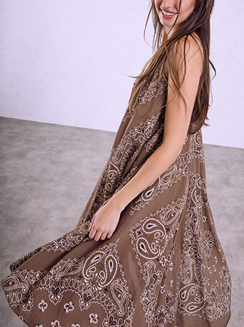 Cotton paisley dress in brown
