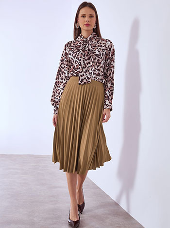 Skirt midi pleated in camel