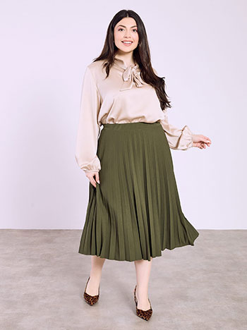 Skirt midi pleated in khaki