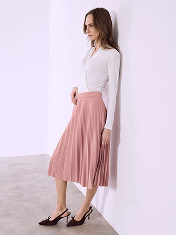 Φούστα μίντι πλισέ σε σάπιο μήλο