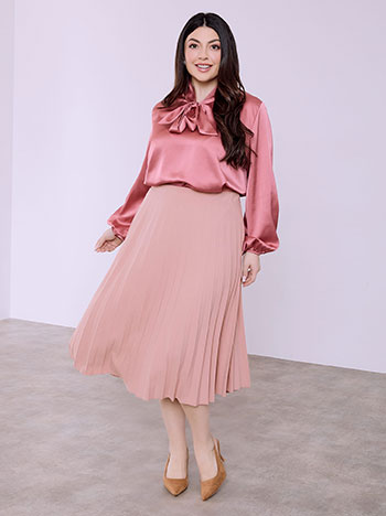 Φούστα μίντι πλισέ σε σάπιο μήλο