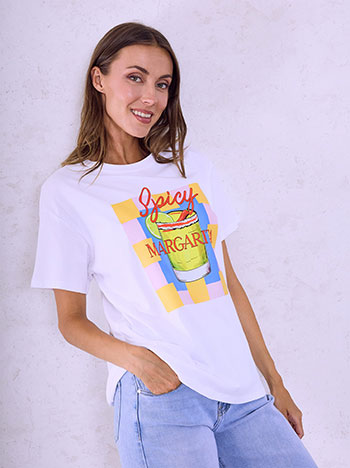 T-shirt με στάμπα Margarita σε λευκό