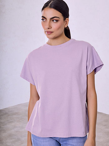 Short-sleeve top with cotton in purple
