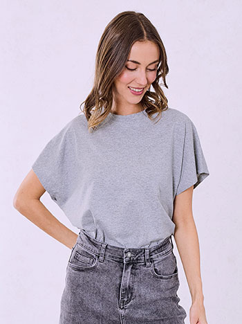 Μπλούζα κοντομάνικη με βαμβάκι σε γκρι