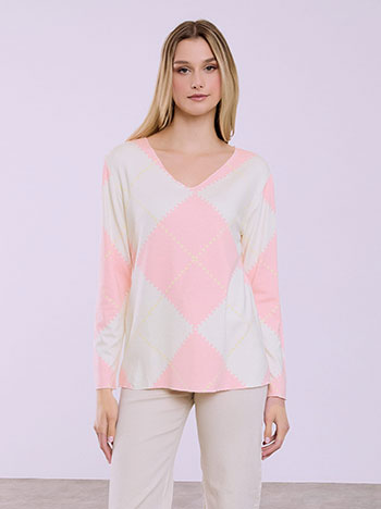 Top with rhombus in pink
