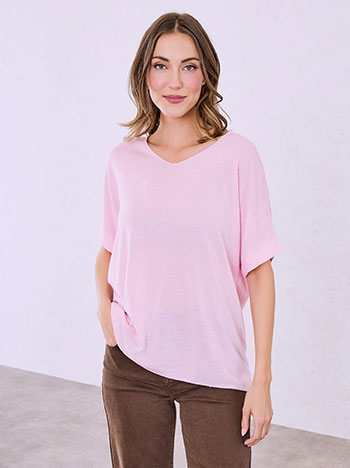 Τοπ με μεταλλιζέ λεπτομέρειες σε ροζ