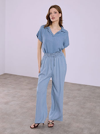 Παντελόνα με denim όψη σε μπλε ανοιχτό