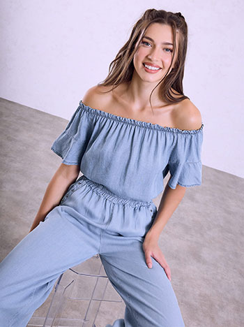 Off the shoulder top in sky blue