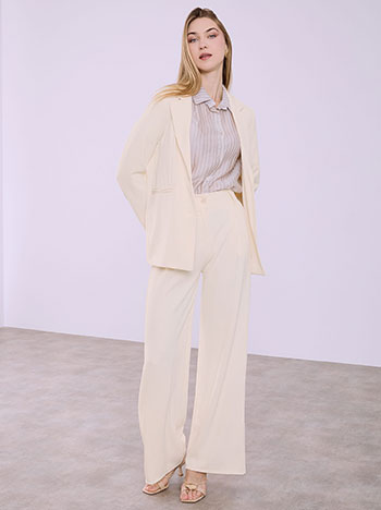 Monochrome wide leg trousers with pleats in off white