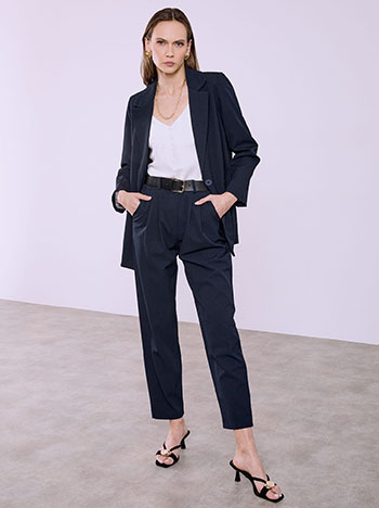 Trousers with pleats in dark blue