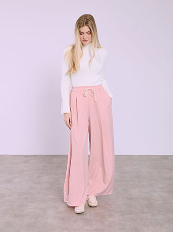 Παντελόνα με πιέτες σε ροζ