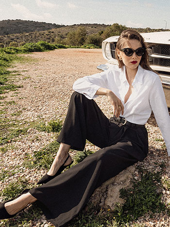 Παντελόνα με αποσπώμενη ζώνη σε μαύρο