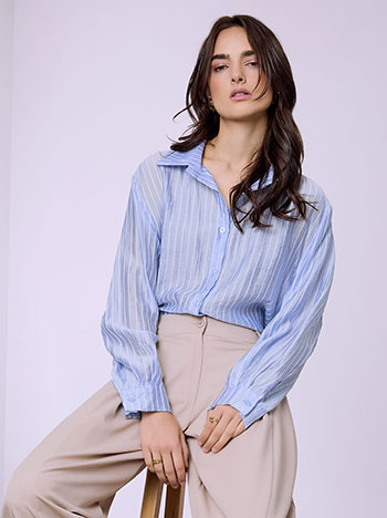 Shirt long striped in sky blue