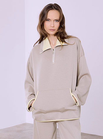 Sweatshirt two-tone in light brown