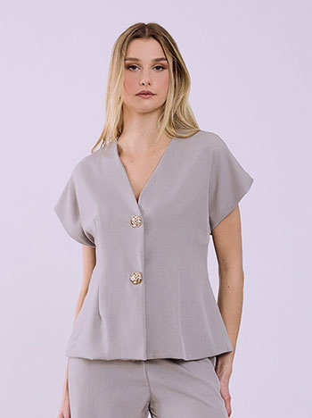 Γιλέκο με ανάγλυφα κουμπιά σε γκρι