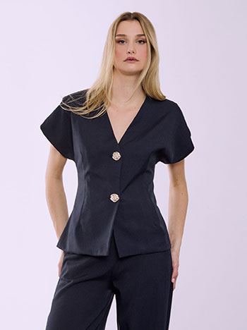 Vest with textured buttons in dark blue