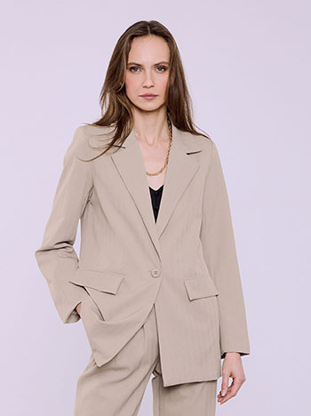 Σακάκι με βάτες σε καφέ ανοιχτό