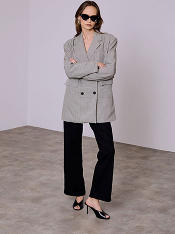 Σακάκι pied de poule με βάτες σε καφέ ανοιχτό