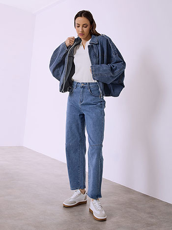 Μπουφάν τζιν oversized σε μπλε