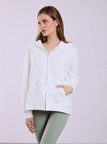 Zip-up hoodie in white