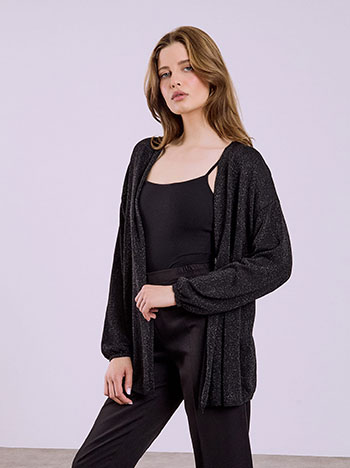 Ζακέτα μεταλλιζέ σε μαύρο