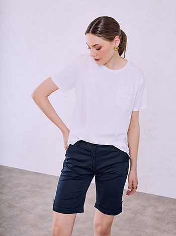 Bermuda shorts with rolled up hem in dark blue