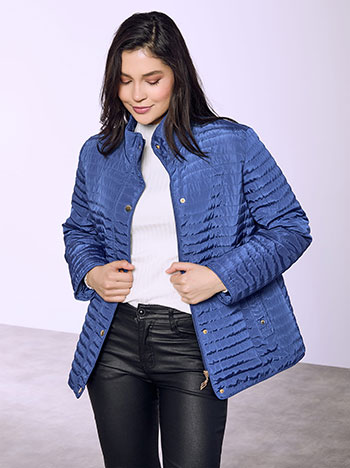 Μπουφάν καπιτονέ μονόχρωμο σε μπλε