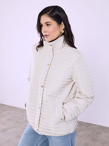 Μπουφάν καπιτονέ μονόχρωμο σε μπεζ