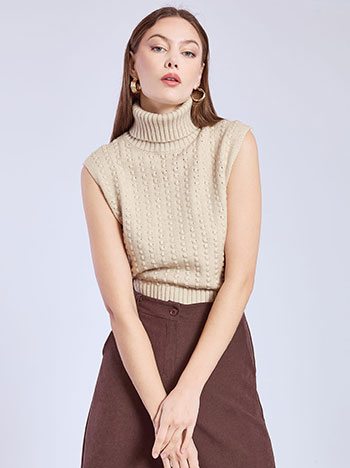 Ζιβάγκο με ανάγλυφη πλέξη σε μπεζ