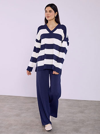Σετ μπλούζα ριγέ και παντελόνι σε σκούρο μπλε