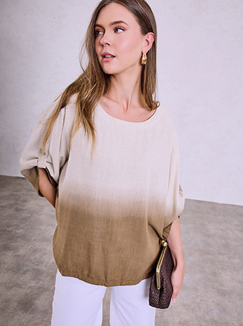 Top with side buttons in brown