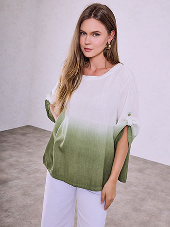 Top with side buttons in khaki