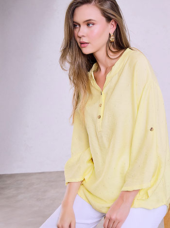 Blouse with glitter details in yellow