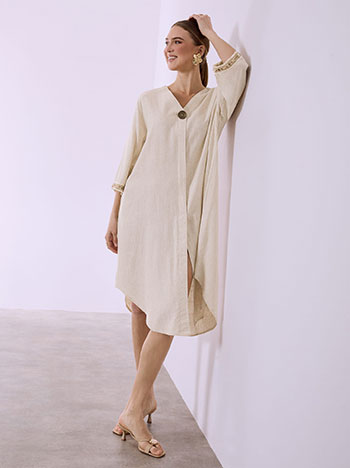 Round hemline dress in beige