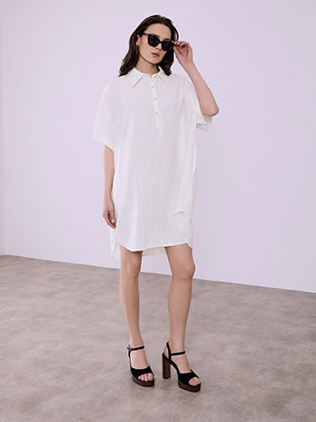Dress oversized with linen in off white