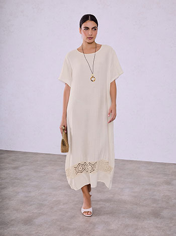 Dress with necklace in light beige