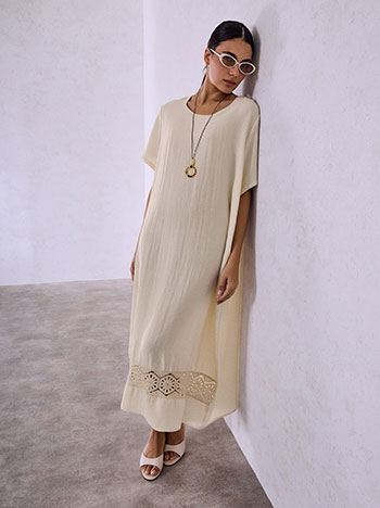 Dress with necklace in beige