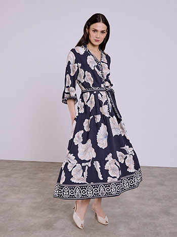 Φόρεμα με τρία τέταρτα μανίκι σε σκούρο μπλε