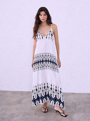 V neckline maxi dress in black