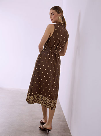 princess polly baby blue dress Bree broderie anglaise cotton minidress in brown - Melissa Odabash main image 1