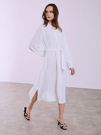 Striped shirt dress in white