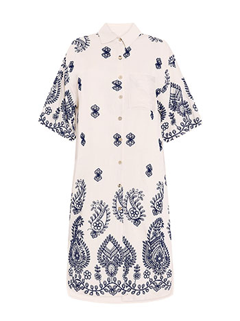 Embroidered midi shirt dress in beige, 24.99 | Celestino